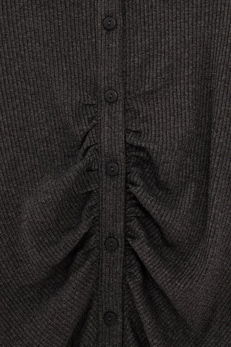 GIRLS’ GREY RIBBED SHIRT DRESS ANTHRACITE MOTTLED GREY 5