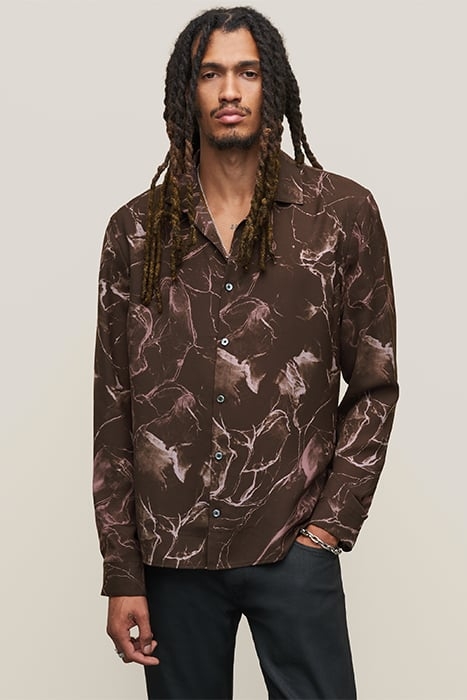 STRAIGHT BOTTOM HEM SHIRT WITH REGULAR COLLAR DARK PLUM 1