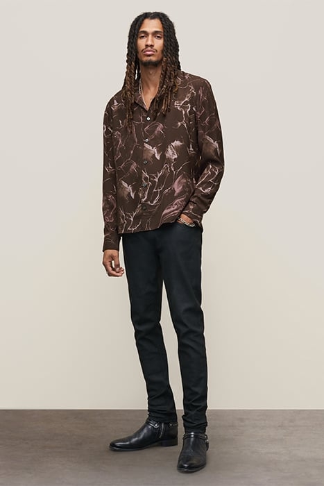 STRAIGHT BOTTOM HEM SHIRT WITH REGULAR COLLAR DARK PLUM 3