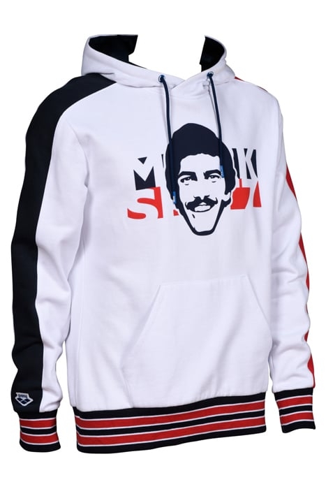 M MS HOODED SWEAT WHITE NAVY RED 8