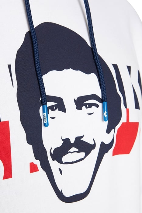 M MS HOODED SWEAT WHITE NAVY RED 6