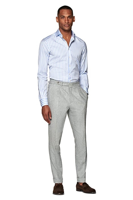 LIGHT BLUE STRIPED TWILL EXTRA SLIM FIT SHIRT 4