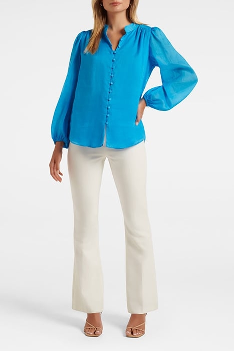 AMELIA BUTTON DOWN BLOUSE VIVID CORNFLOWER 4