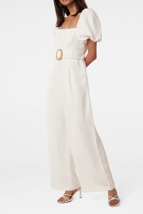 HAVEN PETITE LINEN JUMPSUIT PORCELAIN 3