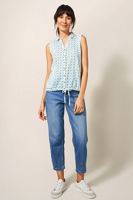 FLOWING GRASSES JERSEY SHIRT TEAL PRINT 1