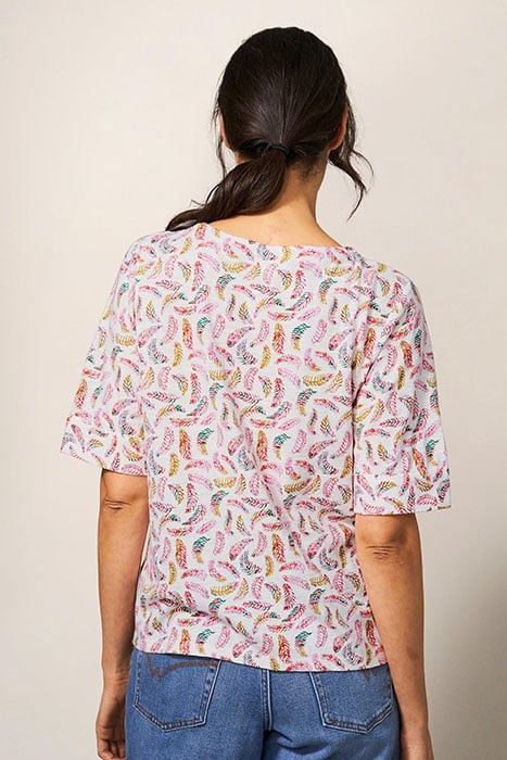 TIE HEM TOP NATURAL PRINTED 2