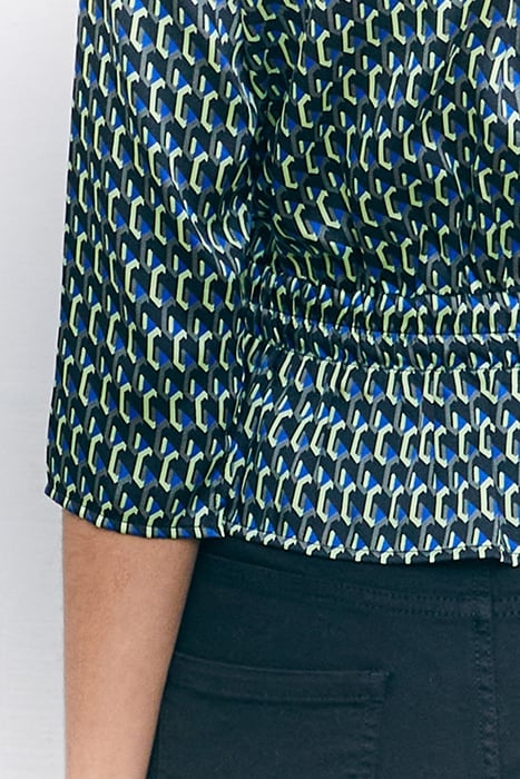 BLACK GRAPHIC PRINT WRAP BLOUSE 4