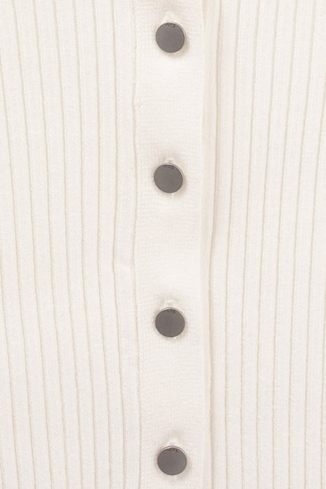 OFF-WHITE RIBBED KNIT BALLERINA NECK CARDIGAN 7