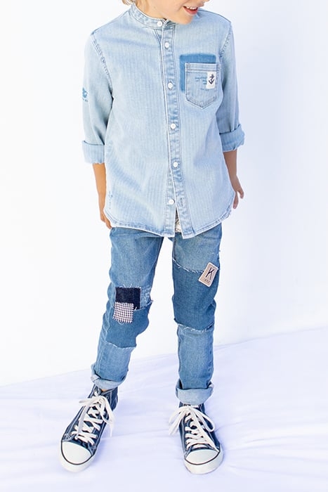 BOYS’ BLUE PATCHWORK-LOOK SKINNY JEANS 2