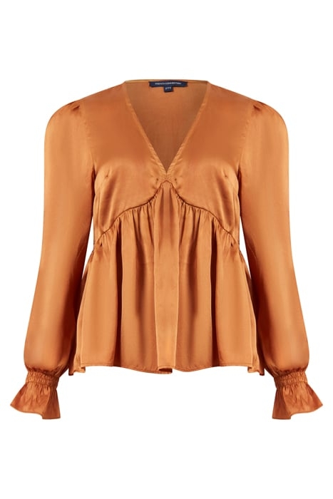 INU SATIN V-NECK EMPIRE TOP HONEY BRONZE 4