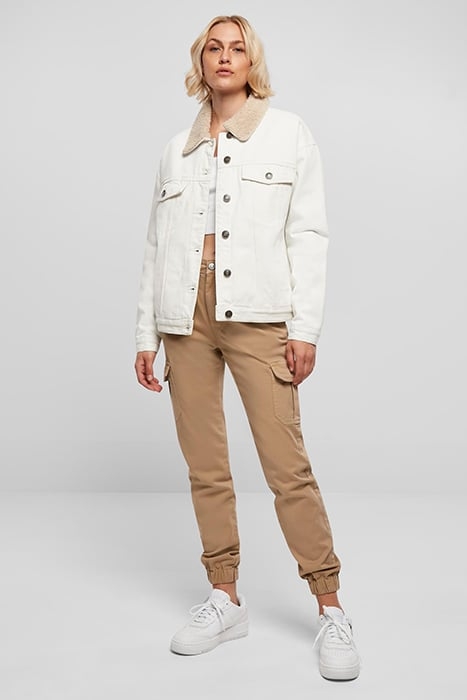LADIES OVERSIZED SHERPA DENIM JACKET OFFWHITE RAW 3
