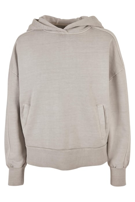 LADIES HEAVY TERRY GARMENT DYE HOODY WARMGREY 4
