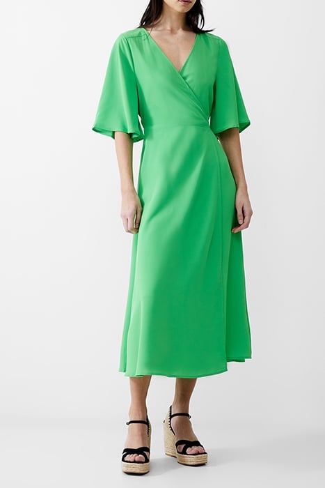 WRAP ANGEL SLV DRESS LONG POISE GREEN 1