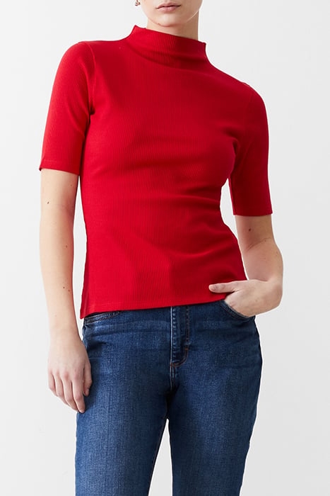 RIB TURTLE NK TOP POPPY 1