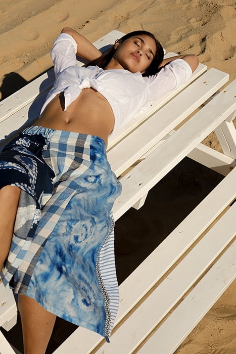 BLUE PATCHWORK SKIRT 5