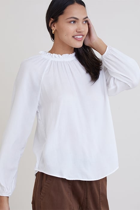 RAGLAN SLEEVE SHIRRED NECK TOP WHITE 3