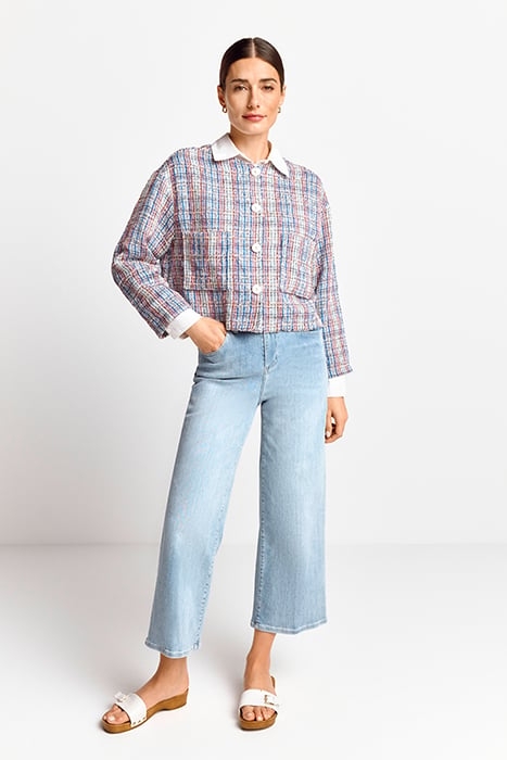 BOUCLÉ JACKET WITH ROUNDED NECKLINE COTTON BLUE 2