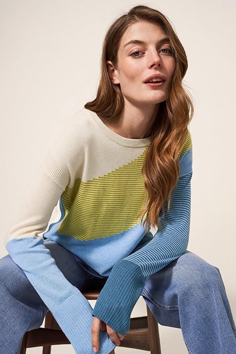 OLIVE ABSTRACT JUMPER BLUE 3