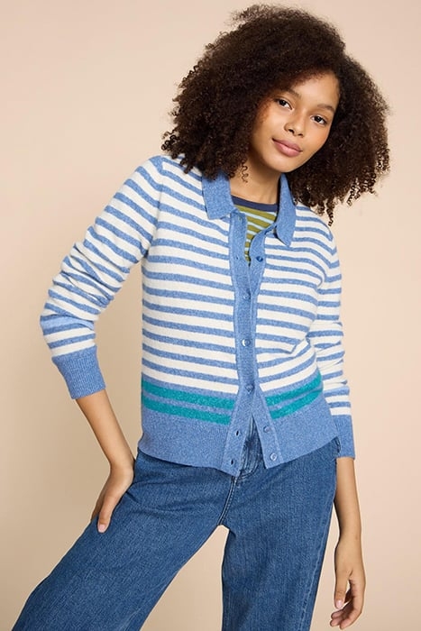 PEONY COLLARED CARDIGAN BLUE 1