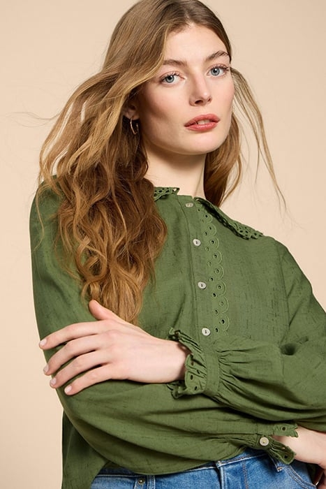LARA BRODERIE SHIRT MID GREEN 4