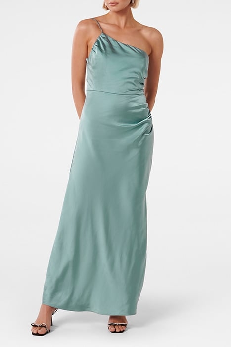 KELLY ONE SHOULDER SATIN MAXI SMOKE BLUE 1