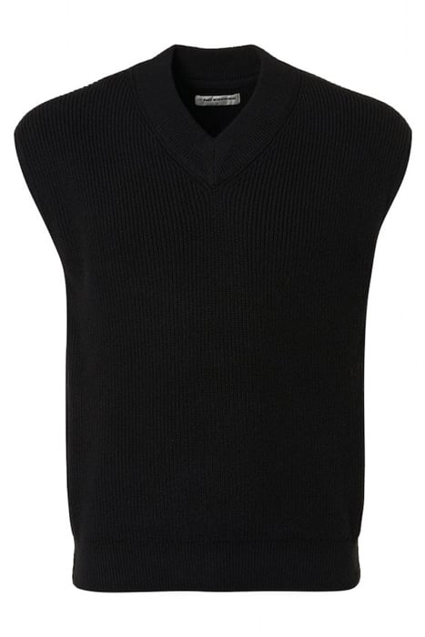 SPENCER V-NECK RELIEF RIB JACQUARD WITH WOOL BLACK 4