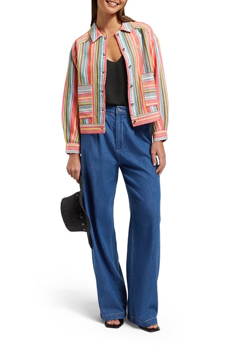 SHORT TRUCKER JACKET IN MULTI COLOUR STRIPE VIBRANT STRIPE 3