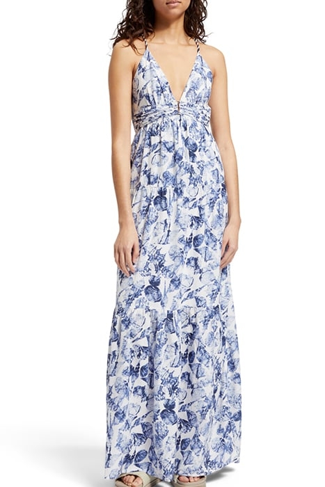 WAISTED MAXI DRESS SHELL BATIK BLUE 5