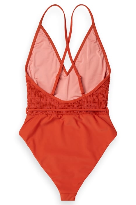 SWIMSUIT WITH SMOCK DETAIL RUSTIC CORAL 4
