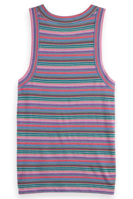 TEXTURED STRIPE RACER TANK BEACH STRIPE 2