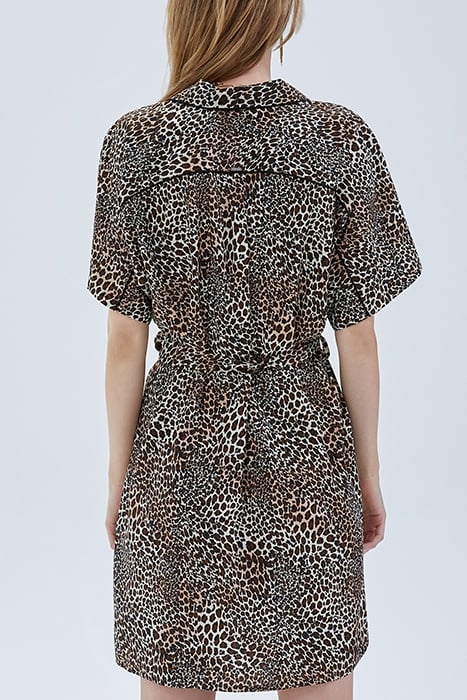 COGNAC SHIRT DRESS WITH BABY LEOPARD PRINT 2
