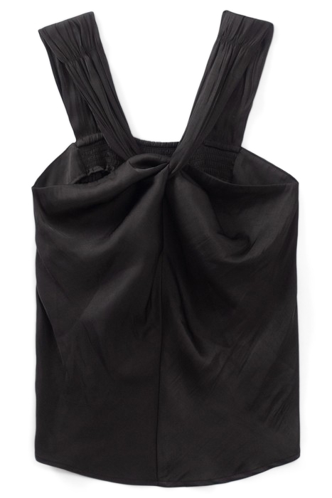 BLACK ASYMMETRIC TOP WITH KNOTTED NECKLINE 4