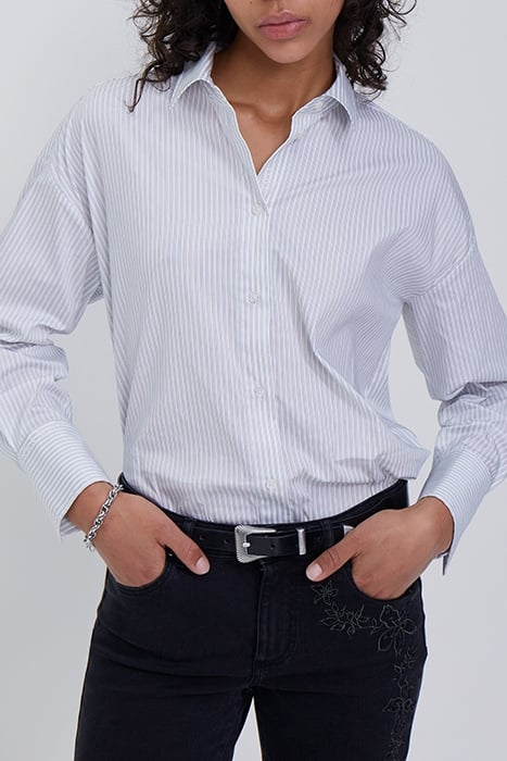 ECRU SHIRT WITH THIN GREY STRIPES 3