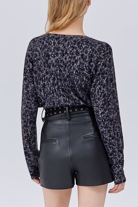 NAVY KNIT SWEATER WITH TACHIST PRINT 2