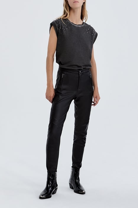 PURE EDITION LEATHER SLIM TROUSERS, ZIPPED POCKETS 1