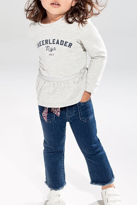 BABY GIRLS’ GREY SWEATSHIRT, PEPLUM/HEART ELBOW PATCHES 1