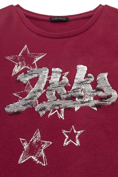 GIRLS’ BURGUNDY IKKS REVERSIBLE SEQUIN T-SHIRT 3