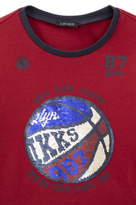 BOYS’ BURGUNDY REVERSIBLE SEQUIN BASKETBALL T-SHIRT 4