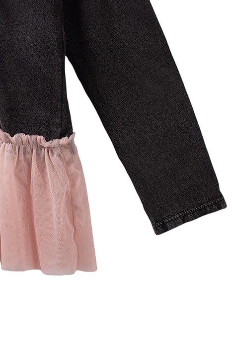 GIRLS’ GREY MIXED-FABRIC T-SHIRT WITH TULLE 6