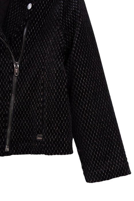 GIRLS’ BLACK TEXTURE, LUREX, JACQUARD VELVET KNIT CARDIGAN 5