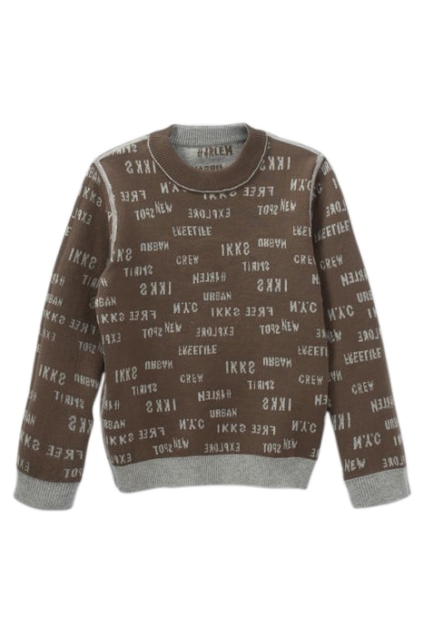 BOYS’ KHAKI/GREY JACQUARD LETTER REVERSIBLE SWEATER 3