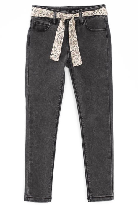 GIRLS’ GREY SKINNY JEANS WITH SCARF BELT 1