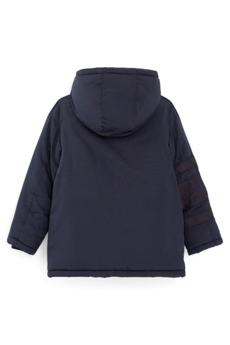 BOYS’ 2-IN-1 NAVY PARKA AND COLOUR BLOCK PADDED JACKET 2