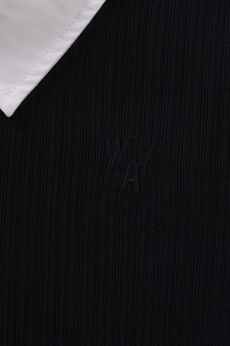 GIRLS’ BLACK RIBBED SHIRT COLLAR T-SHIRT 6