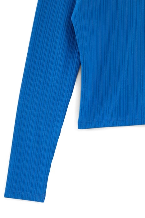 GIRLS' BLUE ZIPPED RIBBED T-SHIRT 5