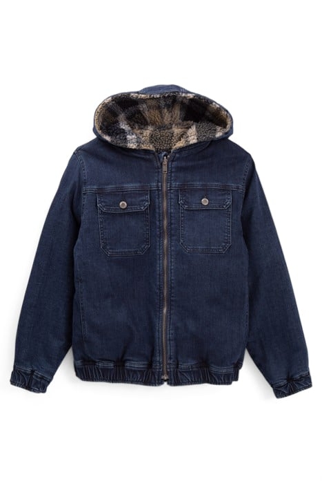 BOYS’ BLUE DENIM/CHECKED SHERPA REVERSIBLE JACKET 3