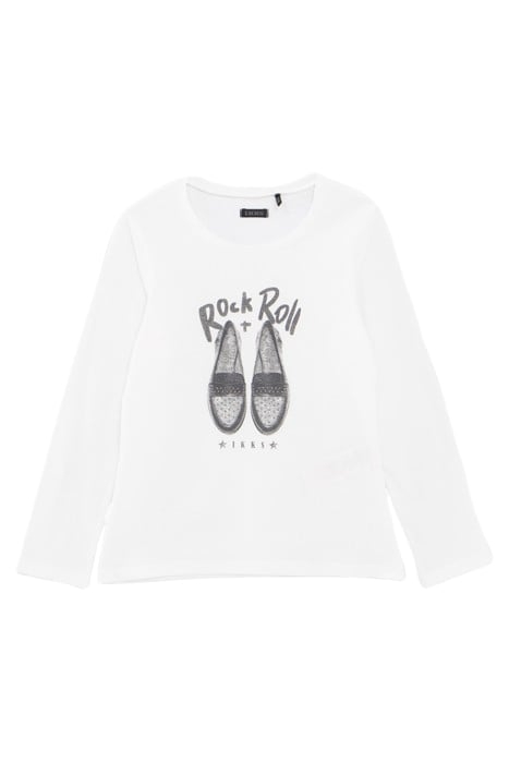 GIRLS’ OFF-WHITE MOCCASINS IMAGE ORGANIC COTTON T-SHIRT 1