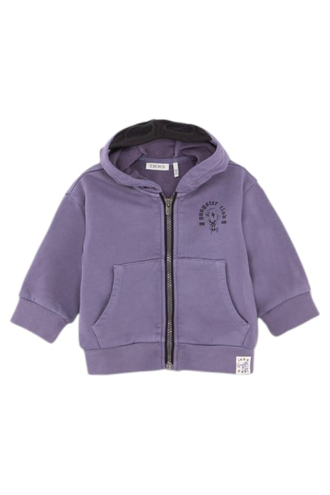 BABY BOYS’ VIOLET HOODED CARDIGAN WITH PRINT ON BACK 1