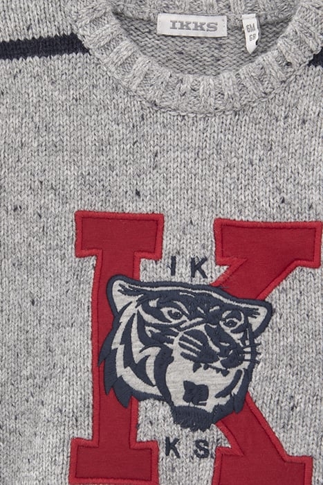 BABY BOYS’ GREY MARL KNIT SWEATER WITH XL EMBROIDERY 3