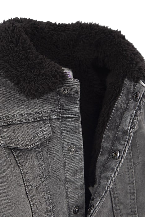 BABY BOYS’ GREY FUR-LINED DENIM JACKET, EMBROIDERED BACK 5
